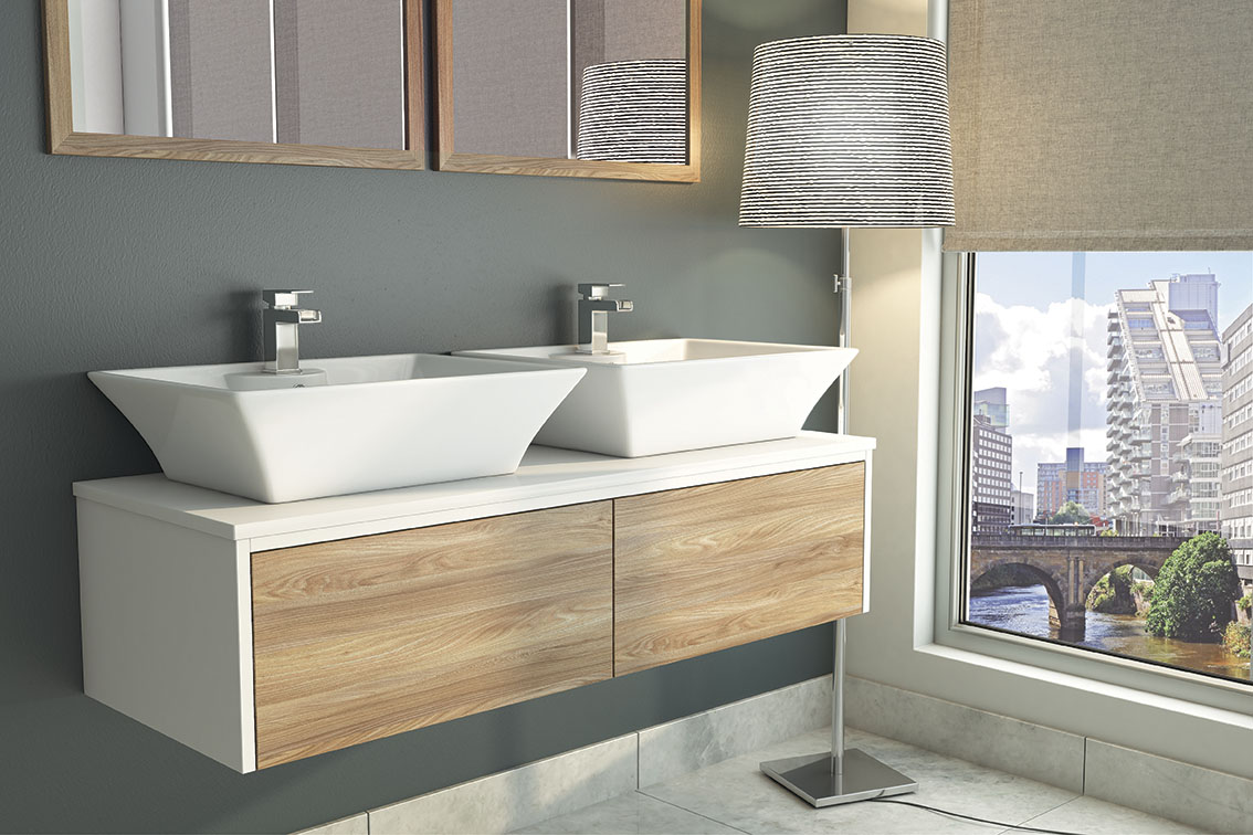Synergy Float 1200mm Vanity Unit With Onyx Countertop Basins